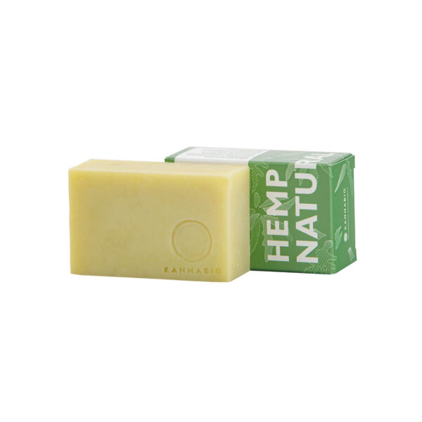 Organic hemp soap, handmade by Kannabio. Internal and external natural hemp packaging.