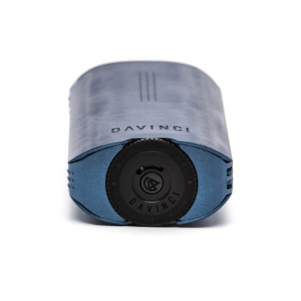 DaVinci IQ2 Vaporizer of dry herbs CBD top view at blue color.