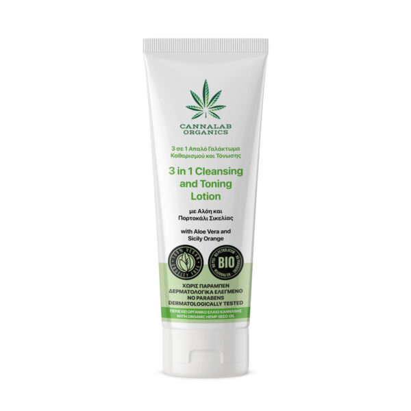 Cannalab Organics Loción Limpiadora y Tonificante 3 en 1 con Aloe Vera y Naranja de Sicilia de 125ml imagen de producto.