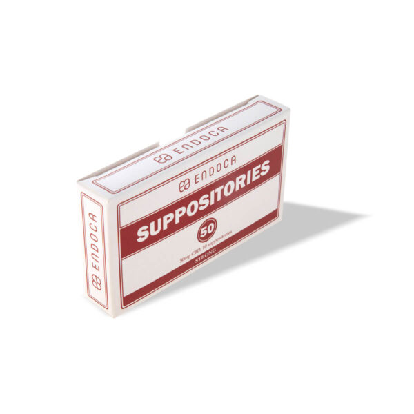 CBD Suppositories Endoca 500mg sideway package photo. Cannabidiol Athens, Greece.