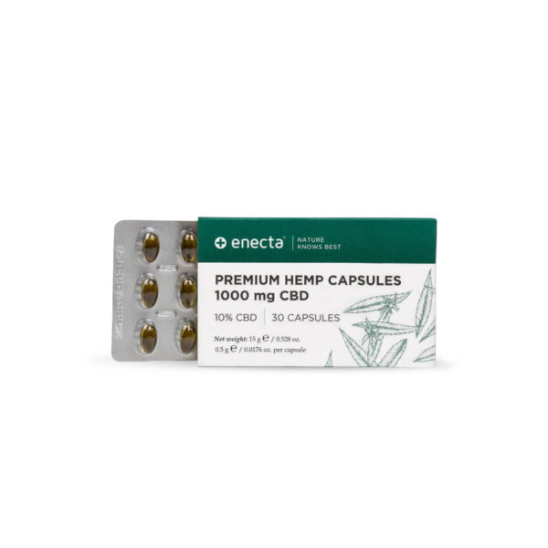 Enecta CBD Capsules 1000mg packaging soft gels.