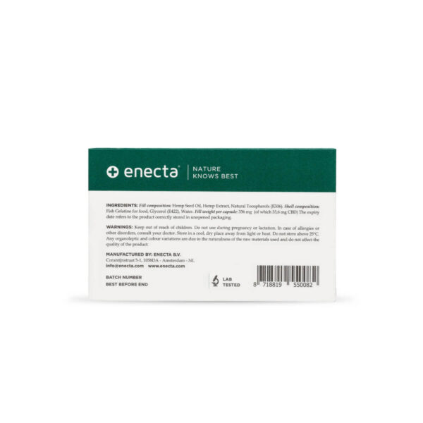 Enecta CBD Capsules Cannabidiol 1000mg packaging backside photo.