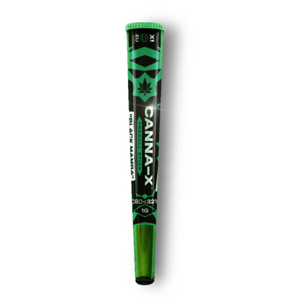 Canna-X Stick Pre-liado «Black Mamba» 32% CBD - 1gr con papel ecológico marrón sin blanquear y boquilla ecológica.