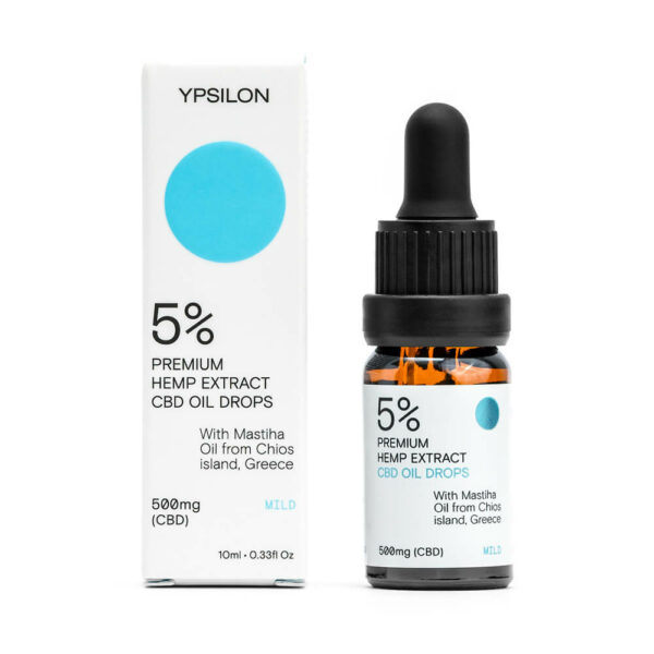 Ypsilon 5% (500mg) Greek Organic CBD Oil with Essential Mastiha Oil from Chios Island.