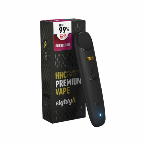 Eighty8 Vaporizador Desechable 99% HHC sabor Bubblegum (Hexahidrocannabinol) efectos similares al THC. Grecia y Chipre