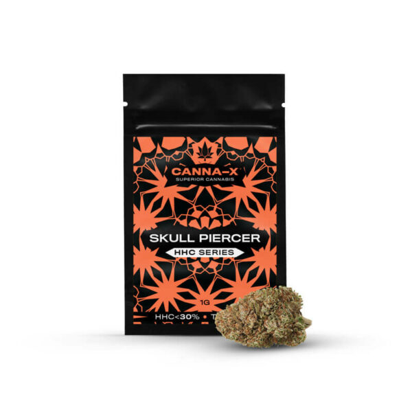 HHC CBD Cannabis Flowers with 30% HHC Hexahydrocannabinol. Strain the Skull Piercer, HHC Flowers Europe, retail, Wholesale.