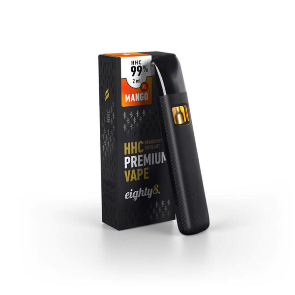 Eighty8 XL Vaporizador Desechable 99% HHC sabor Mango en un Vape CCELL de 2ml. El mejor vape HHC disponible en Europa.