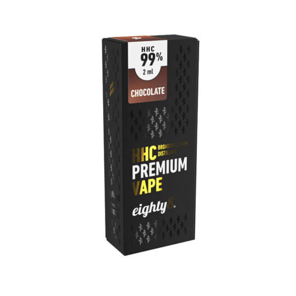 Vaporizador desechable Eighty8 XL con 99 % HHC de sabor chocolate en un vaporizador CCELL de 2 ml. El mejor vaporizador HHC disponible en Europa.