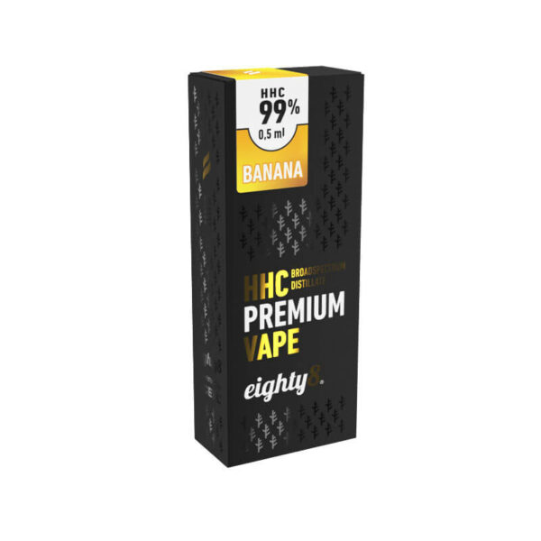 Eighty8 HHC Vape Disposable 99% HHC, Banana flavor (Hexahydrocannabinol) similar effects to THC. Exclusive Distributor for Spain