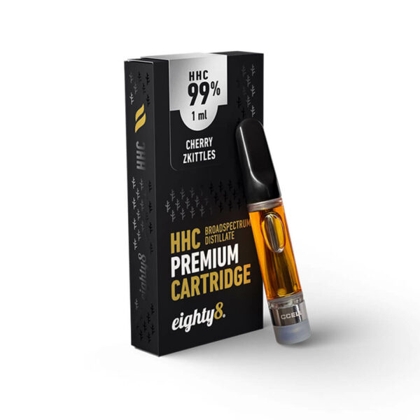 HHC Cartridge 99% by Eighty8 for Battery Vapes in many tastes. Cartridge with 510 thread for CCELL batteries. Top quality at the best price.