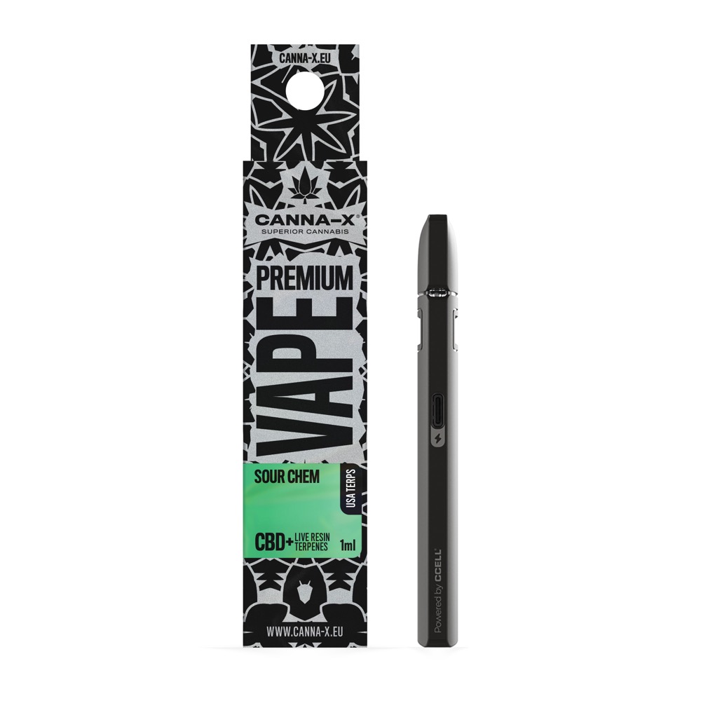 Canna-X Live Terpenes & CBD Disposable Vape Sour Chem - 1ml 1 Canna-X Live Terpenes & CBD Disposable Vape Sour Chem - 1ml